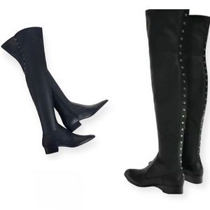 Zara Thigh High Over The Knee Vegan Leather Studded Boots